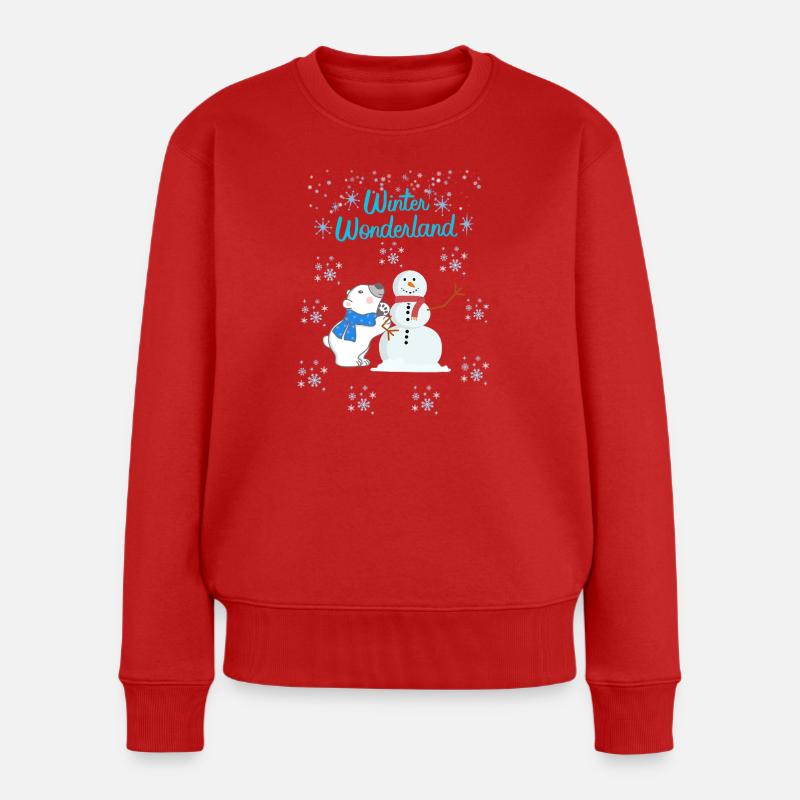 Eisbär & Schneemann - Frauen Premium Bio Pullover - Rot