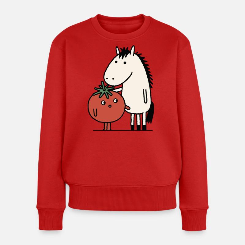 Compagnons chevaux et tomates - Pull Premium bio Femme - rouge
