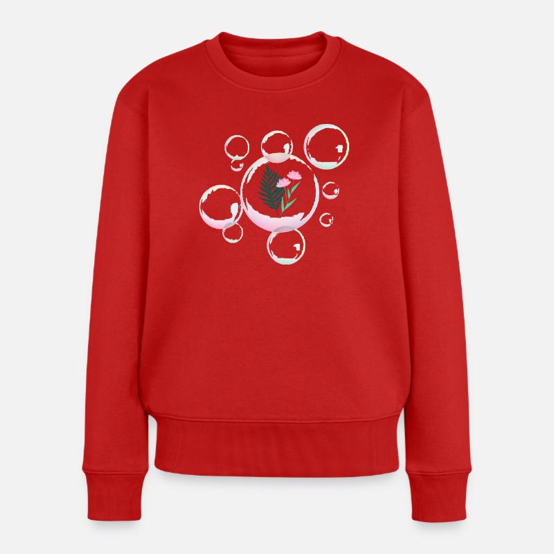 Seifenblase mit Pflanzen - Frauen Premium Bio Pullover - Rot