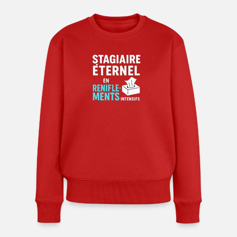 Ewiger Auszubildender im intensiven Schnüffeln - Frauen Premium Bio Pullover - Rot