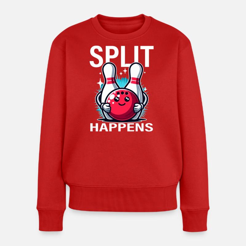 Split kommt Bowling-Freude - Frauen Premium Bio Pullover - Rot