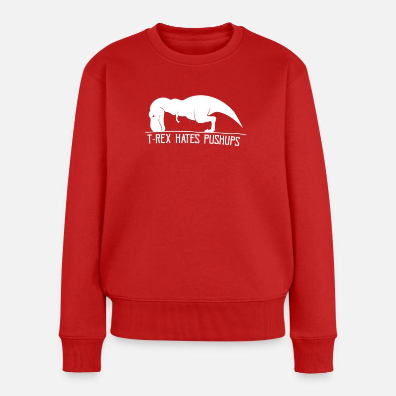 T-Rex don´t like Pushups - Frauen Premium Bio Pullover - Rot