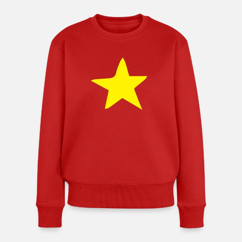 étoile simple ROUGH jaune - Pull Premium bio Femme - rouge