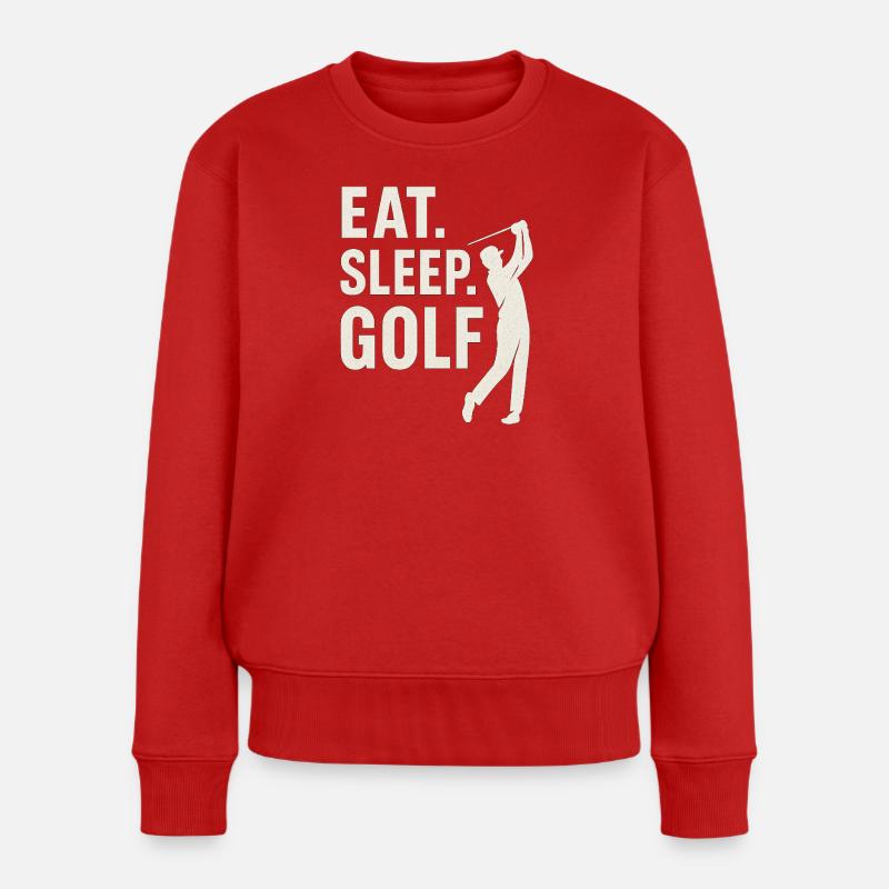 Eat Sleep Golf - Frauen Premium Bio Pullover - Rot