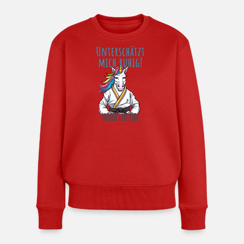 Karate Einhorn - Frauen Premium Bio Pullover - Rot