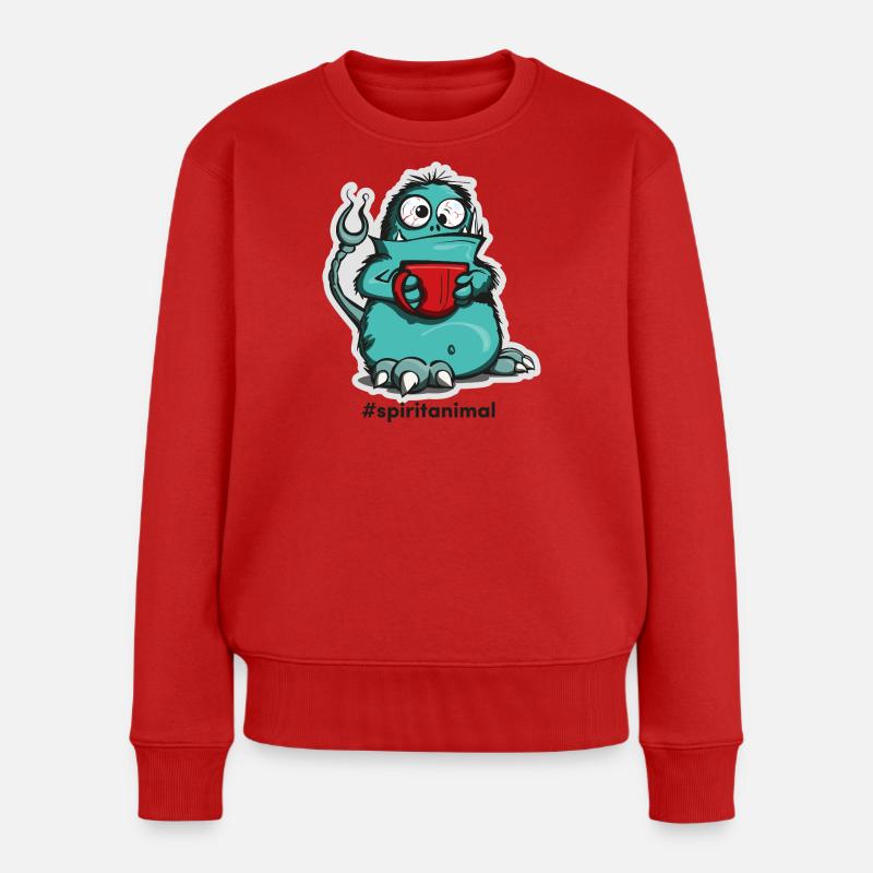Kaffee-Monster im Comic-Stil - Frauen Premium Bio Pullover - Rot