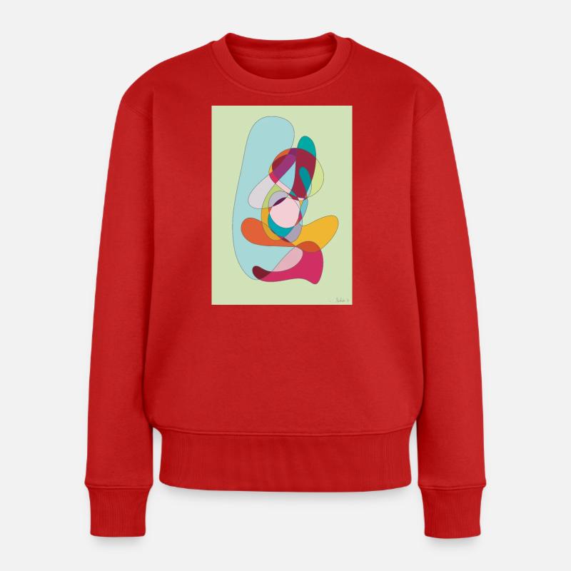 Abstrakte Farbflächen Komposition - Frauen Premium Bio Pullover - Rot