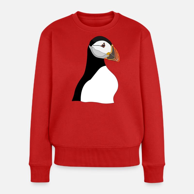 Puffin Head Print - Frauen Premium Bio Pullover - Rot