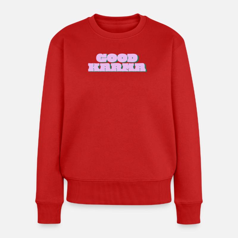 Gutes Karma Retro Pop - Frauen Premium Bio Pullover - Rot