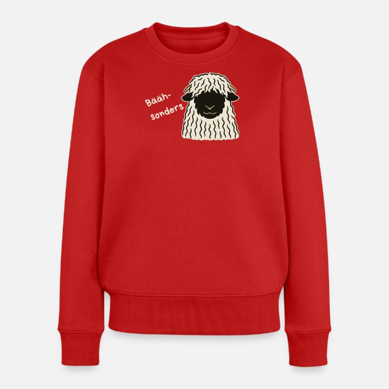Bäähsonders - das Walliser Schwarznasenschaf - Frauen Premium Bio Pullover - Rot