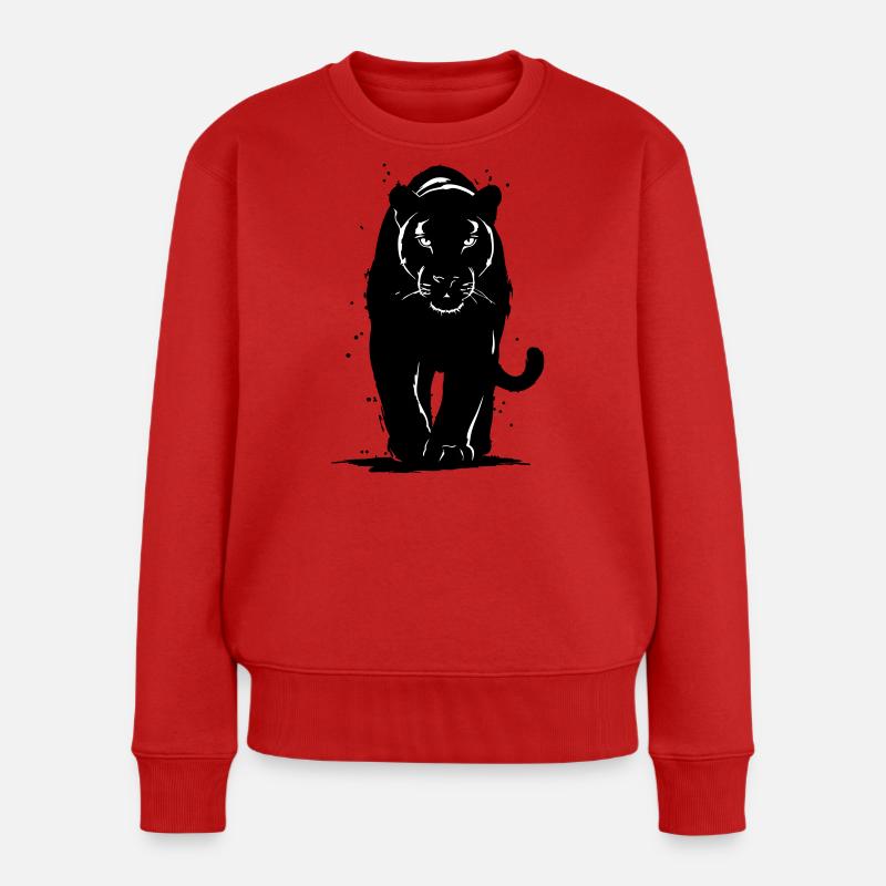 Panther - Frauen Premium Bio Pullover - Rot