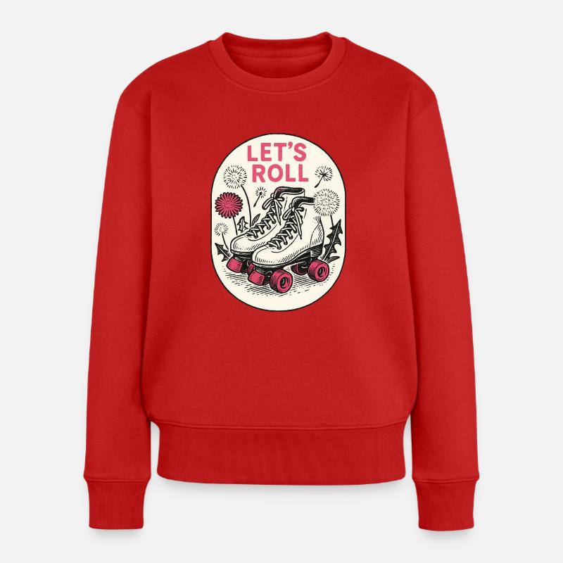 Let's Roll Retro Rollschuhe - Frauen Premium Bio Pullover - Rot