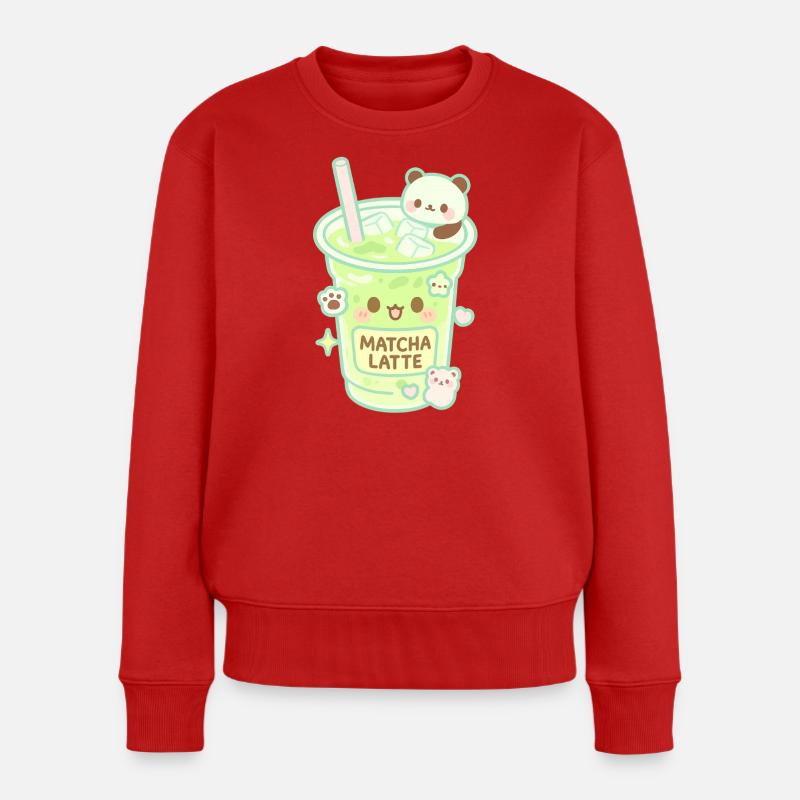 Matcha Latte Panda - Pull Premium bio Femme - rouge