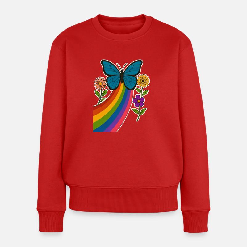 Papillon arc-en-ciel - Pull Premium bio Femme - rouge