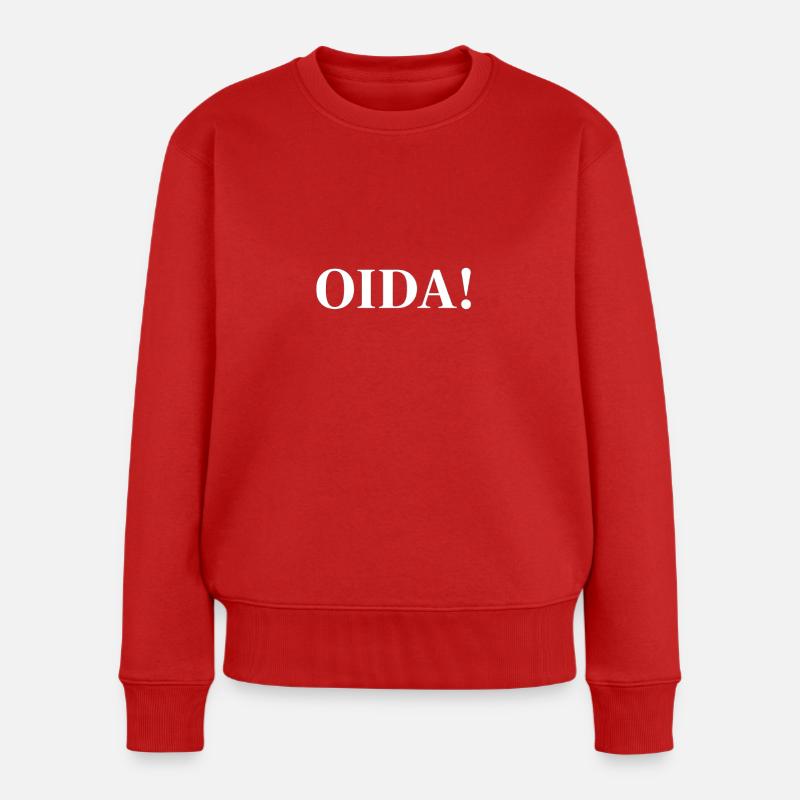 OIDA! Kontrast-Statement - Frauen Premium Bio Pullover - Rot