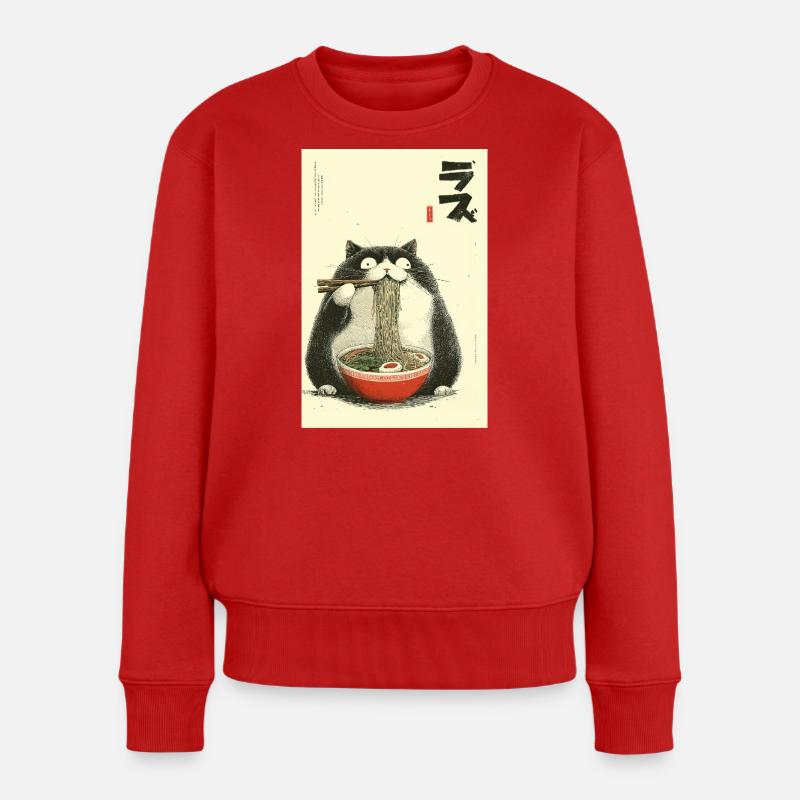Nudelnde Katzen-Ramen - Frauen Premium Bio Pullover - Rot