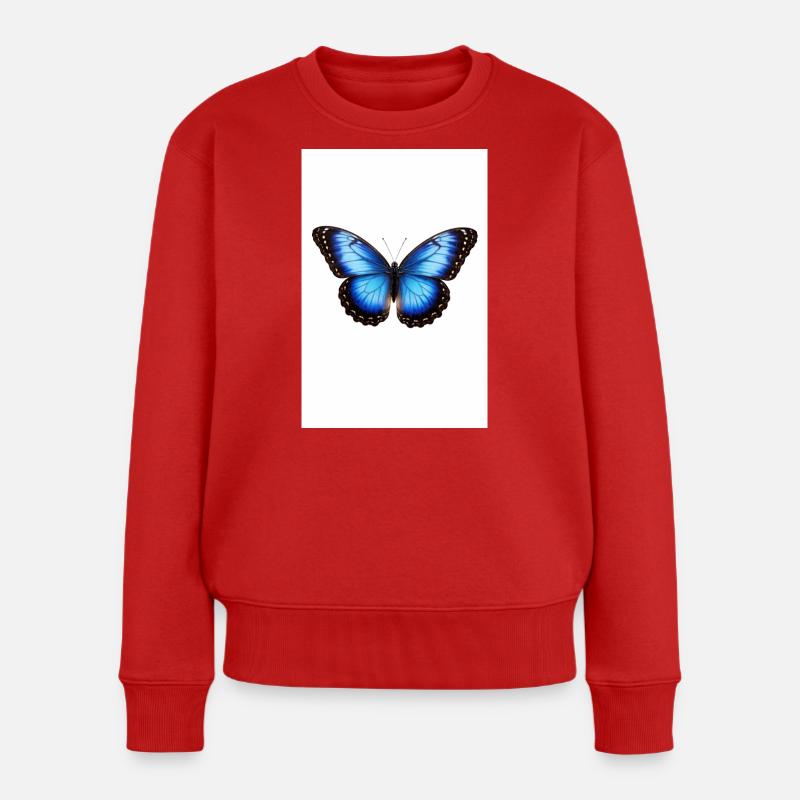 Blauer Schmetterling Flügel - Frauen Premium Bio Pullover - Rot