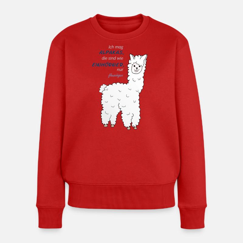 Einhorn-Alpakas - Frauen Premium Bio Pullover - Rot