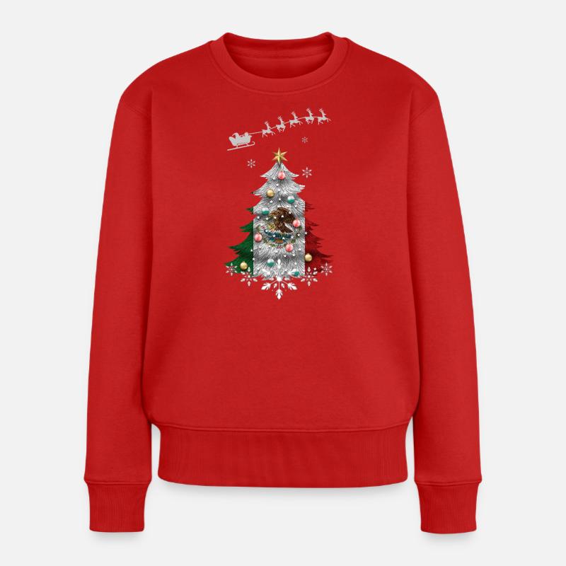 Weihnachtsbaum mit Mexiko-Flagge - Frauen Premium Bio Pullover - Rot