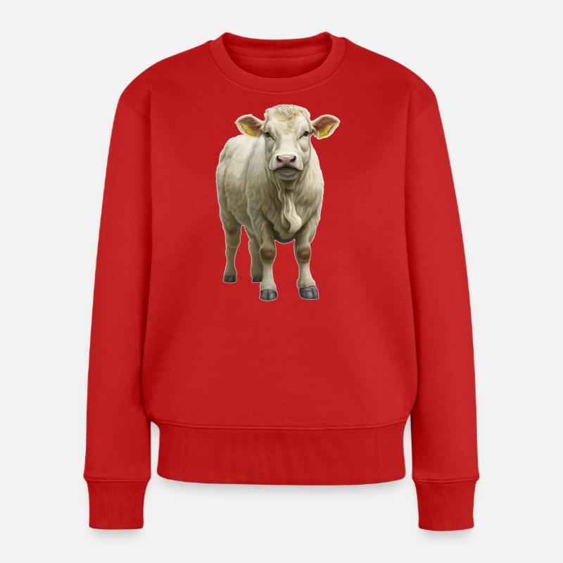 Charolais Rind - Frauen Premium Bio Pullover - Rot