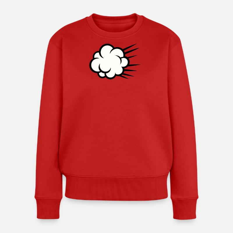 Wolkenbruch Karikatur - Frauen Premium Bio Pullover - Rot