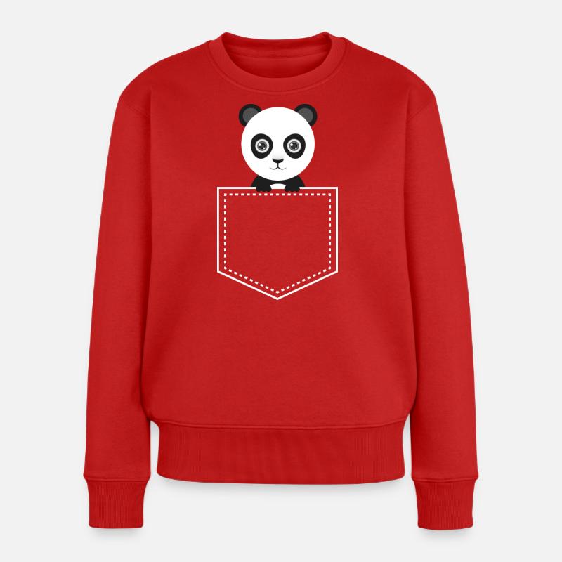 Pocket Panda - Taschen Panda - Frauen Premium Bio Pullover - Rot