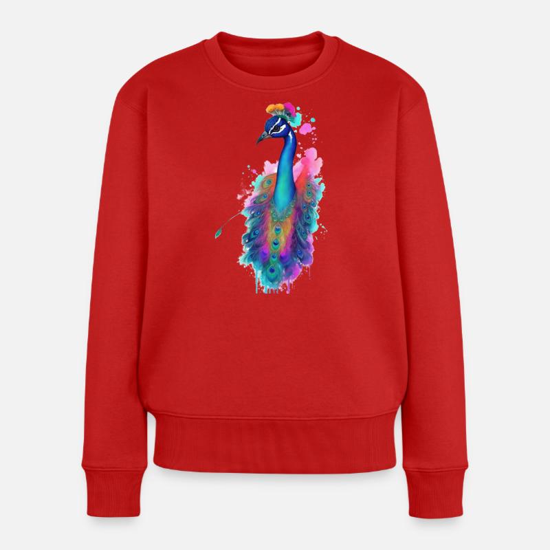 Pfau - Frauen Premium Bio Pullover - Rot
