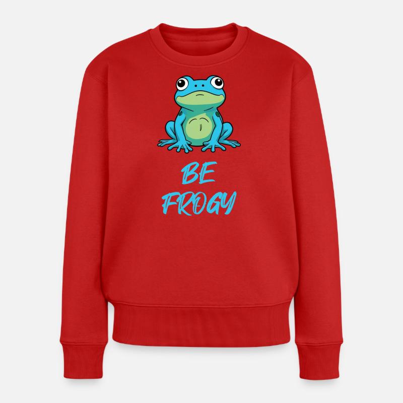 Frosch Blau - Frauen Premium Bio Pullover - Rot
