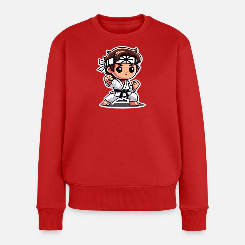 Kriegerkind in traditioneller Kampfposition - Frauen Premium Bio Pullover - Rot