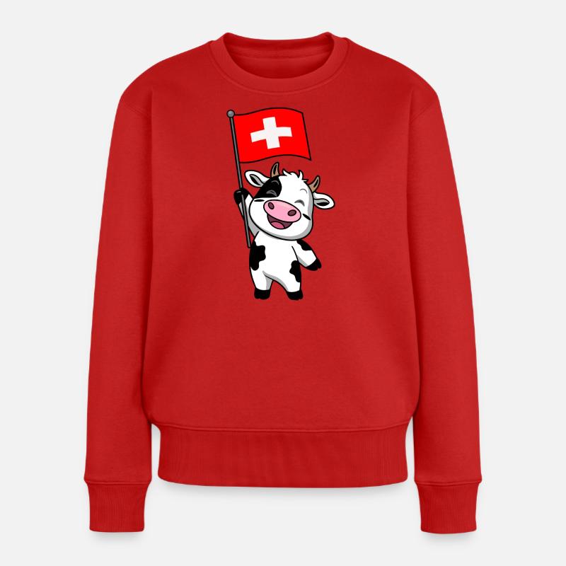 Vache suisse - Pull Premium bio Femme - rouge