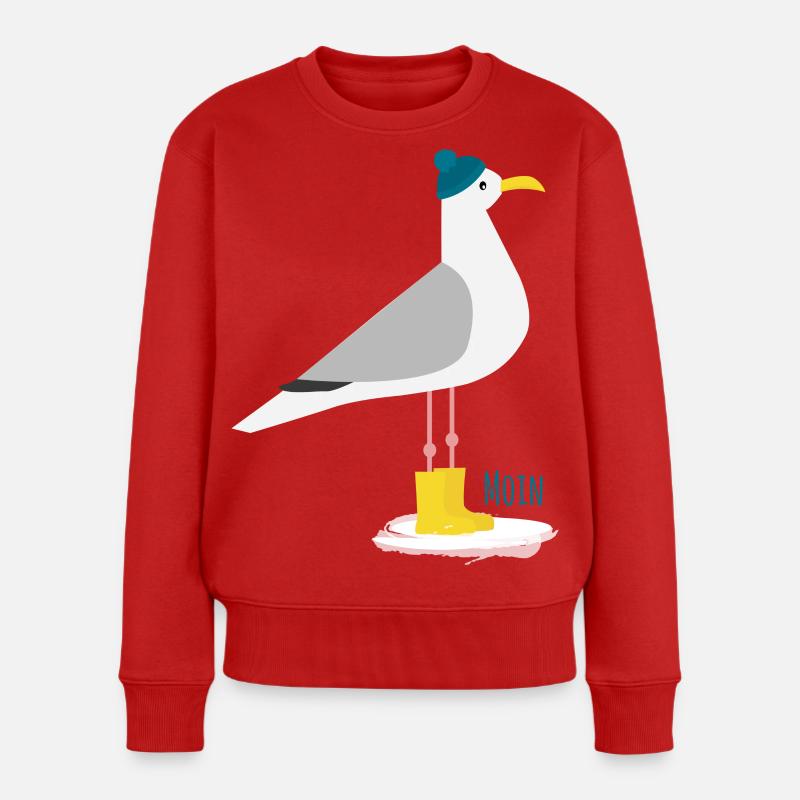 Möwe Bommelmütze MOIN - Frauen Premium Bio Pullover - Rot