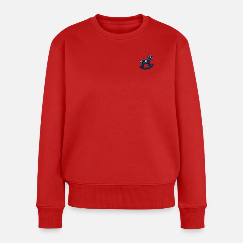 Schaukelpferd bestickt - Frauen Premium Bio Pullover - Rot