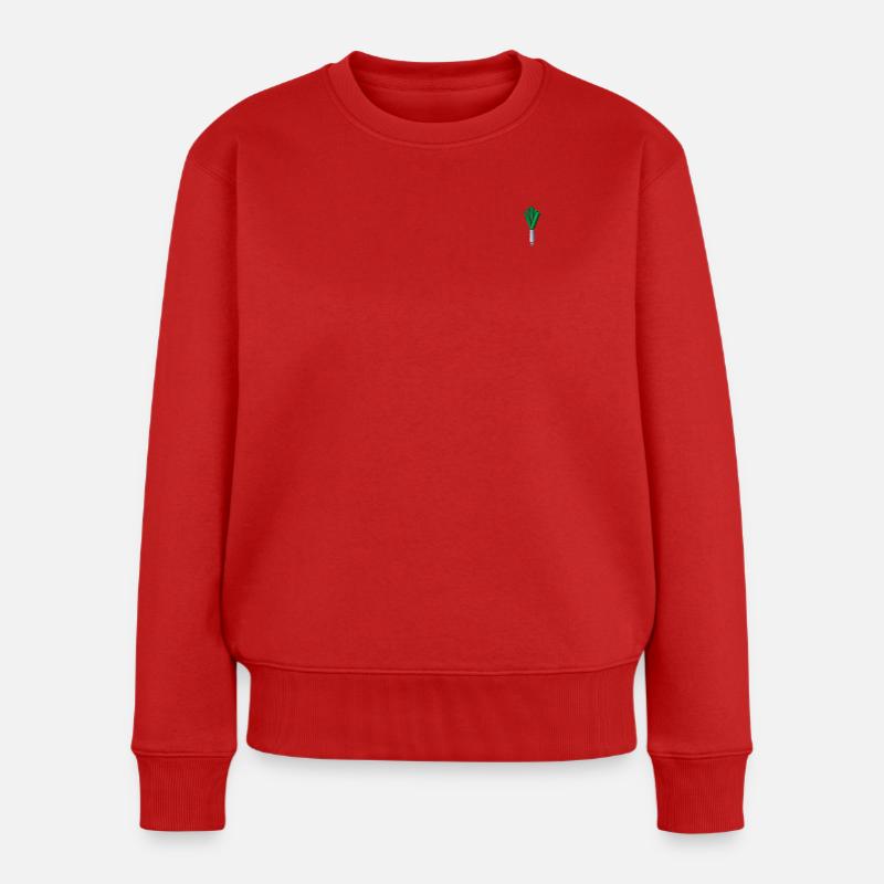 Lauch bestickt - Frauen Premium Bio Pullover - Rot