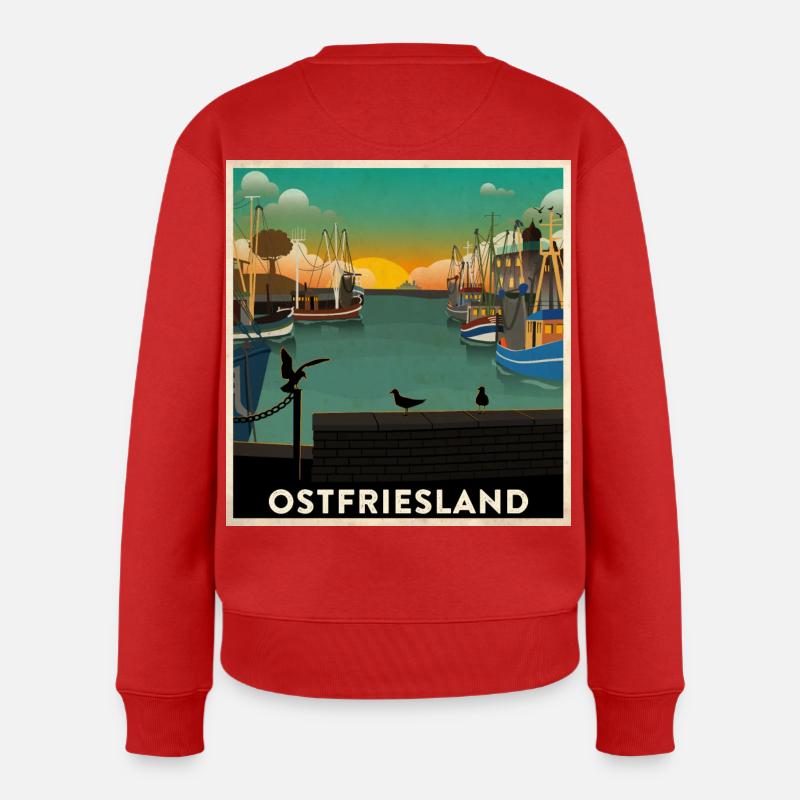 Ostfriesland Heimathafen - Frauen Premium Bio Pullover - Rot