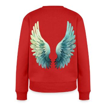 Ailes d'Aqua Pastel pour la Sérénité - Pull Premium bio Femme - rouge - Dos - Julia (174cm)