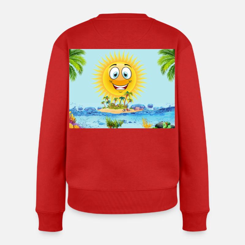 Soleil de dessins animés de Sunny Island - Pull Premium bio Femme - rouge