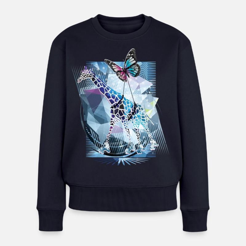 Abstrakt | Giraffe Schmetterling Butterfly - Frauen Premium Bio Pullover - Navy