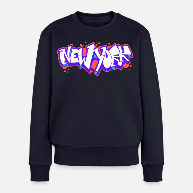 New York Horizontales Graffiti 1 - Frauen Premium Bio Pullover - Navy