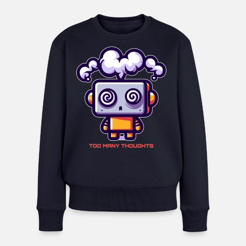 Trop de pensées, robot - Pull Premium bio Femme - bleu marine