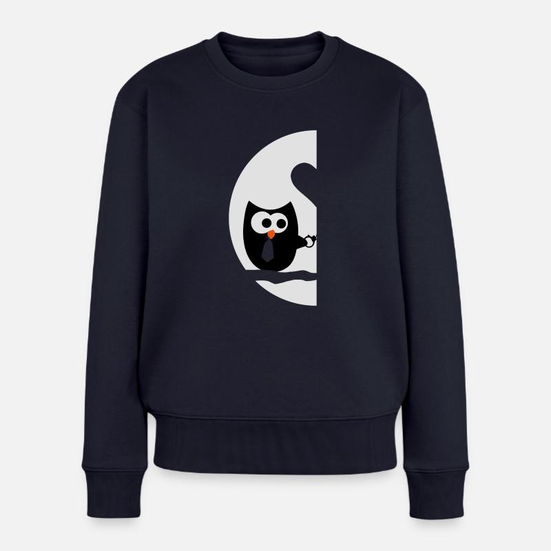 eulen paar rechts valentinstag - Frauen Premium Bio Pullover - Navy