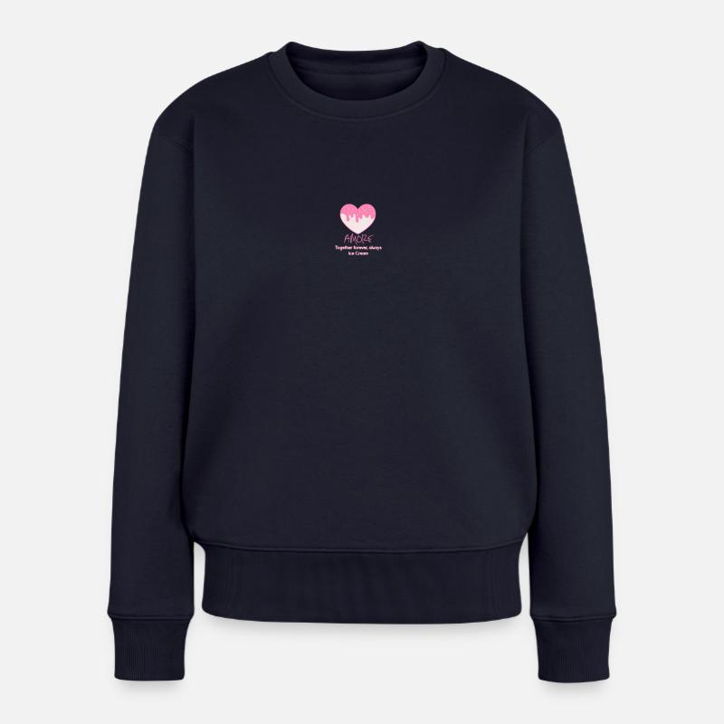 Herz-Eiscreme-rosa Logo - Frauen Premium Bio Pullover - Navy