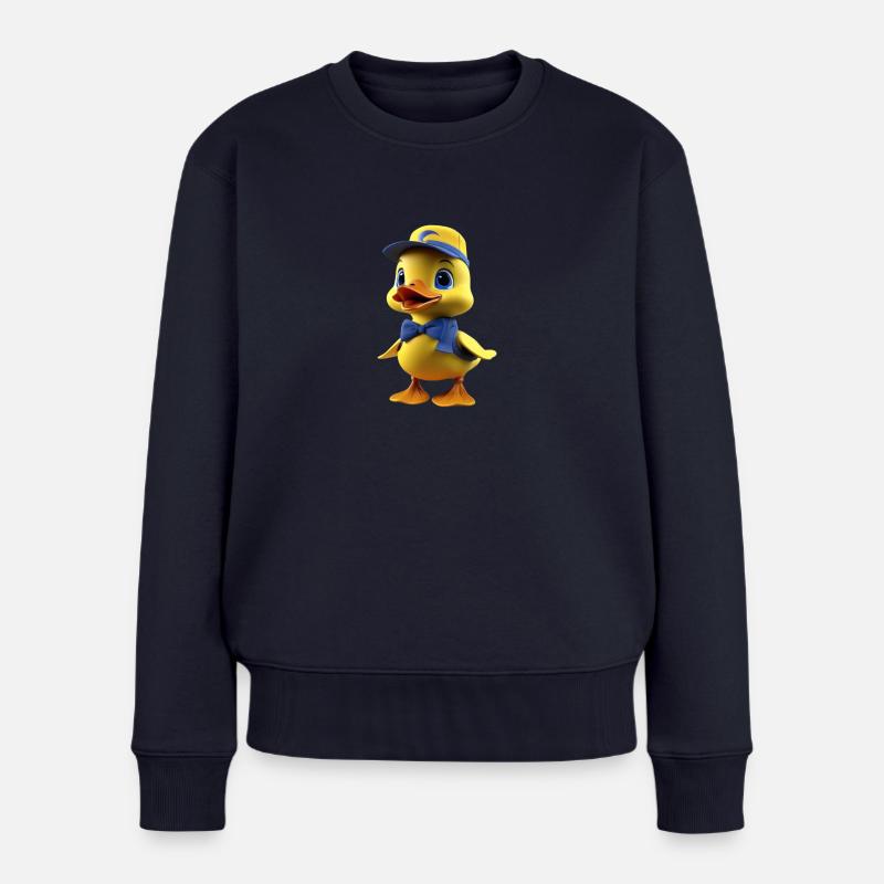 Süsse Ente mit Cappie - Frauen Premium Bio Pullover - Navy