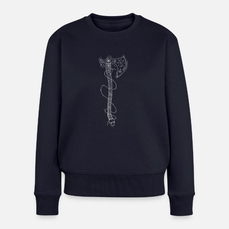 Wikinger Axt - Frauen Premium Bio Pullover - Navy
