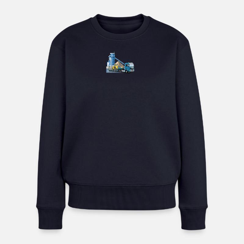 Tieflader im Kieswerk - Frauen Premium Bio Pullover - Navy