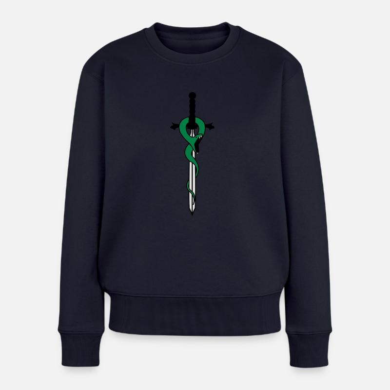 snake_with_sword - Pull Premium bio Femme - bleu marine