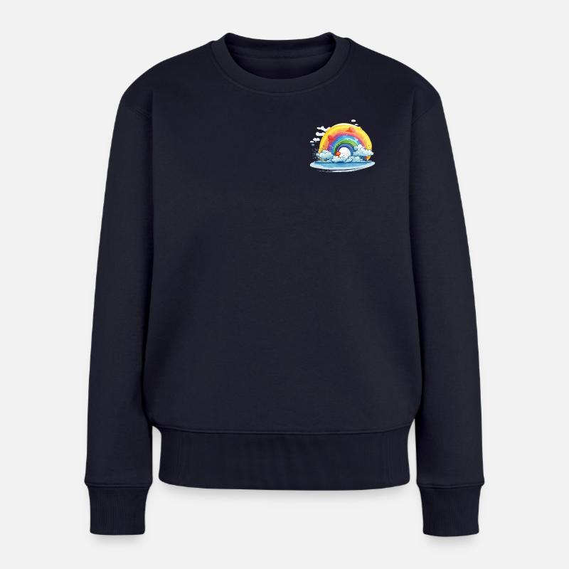 Regenbogen mit Wolken - Frauen Premium Bio Pullover - Navy