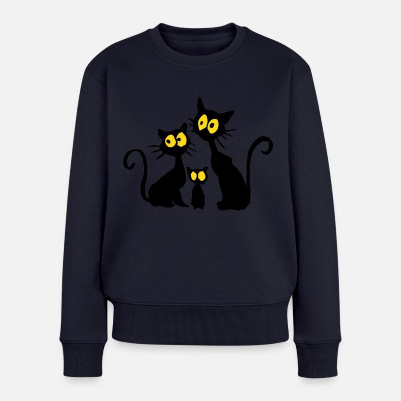 Katzen - Frauen Premium Bio Pullover - Navy