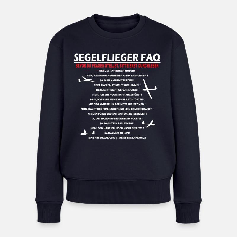 Segelflieger FAQ Geschenk - Frauen Premium Bio Pullover - Navy