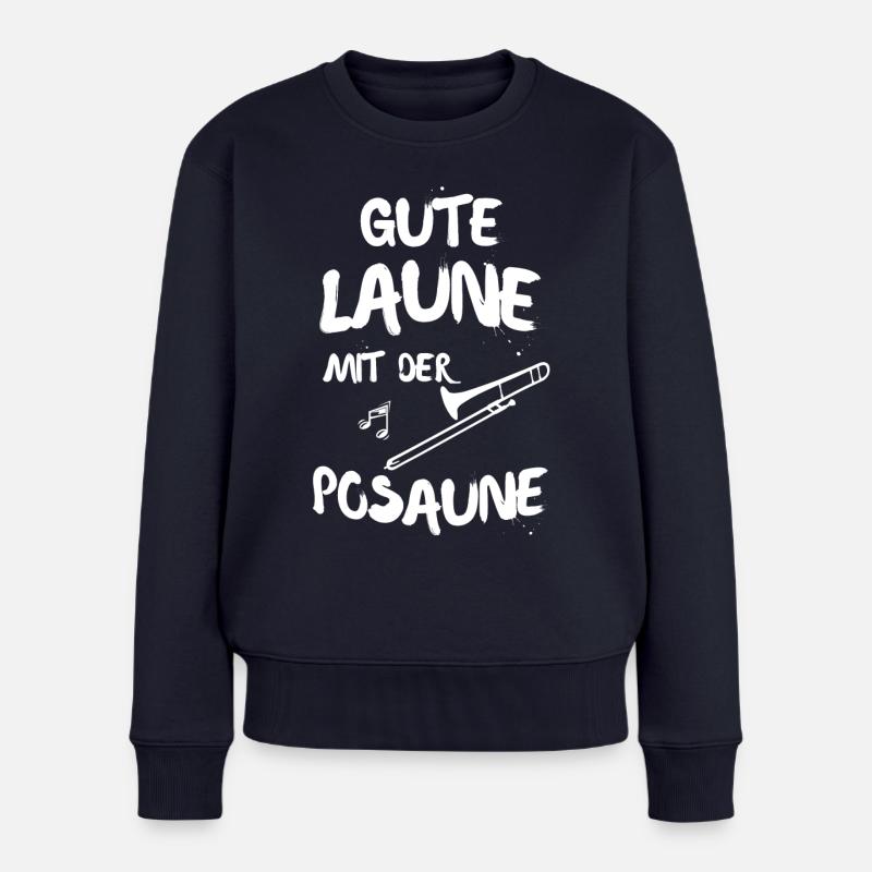 GUTE LAUNE MIT DER POSAUNE - Frauen Premium Bio Pullover - Navy