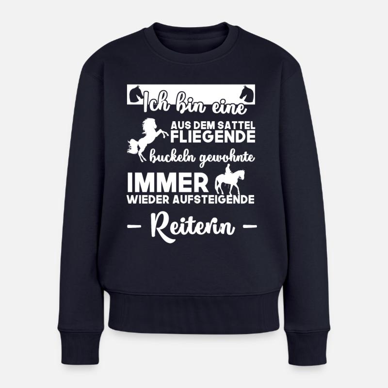 Die Reiterin - Frauen Premium Bio Pullover - Navy